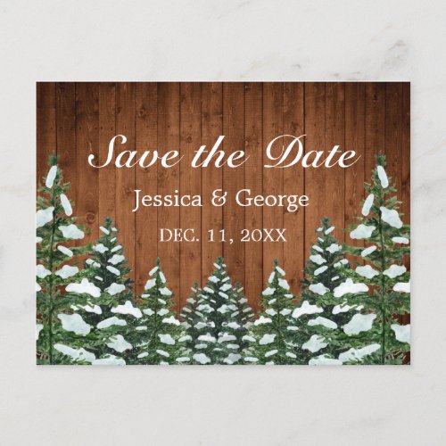 Snowy Wood  Forest Country Pine Wedding Announcement Postcard