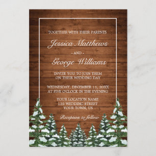 Snowy Wood & Forest Country Pine Wedding Invitation