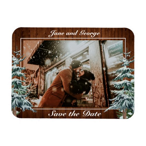 Snowy Wood  Forest Country Pine Wedding Magnet