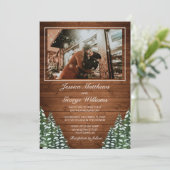 Snowy Wood & Forest Country Pine Wedding Photo Invitation (Standing Front)