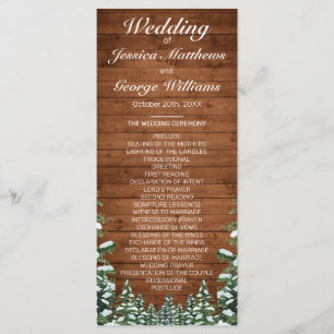 Snowy Wood & Forest Country Pine Wedding Program