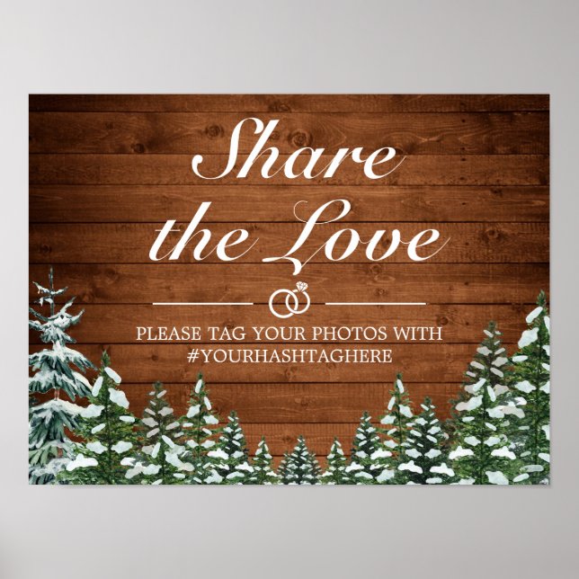 Snowy Wood & Forest Country Pine Wedding Sign (Front)
