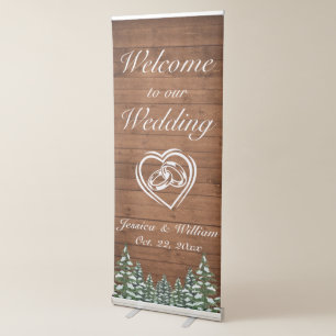 Snowy Wood & Forest Country Pine Wedding Welcome Retractable Banner