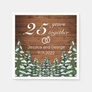 Snowy Wood & Forest Country Wedding Anniversary Napkins
