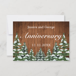 Snowy Wood & Forest Country Wedding Anniversary RSVP Card