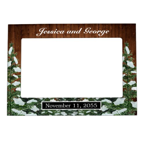 Snowy Wood  Forest Country Wedding Magnetic Frame