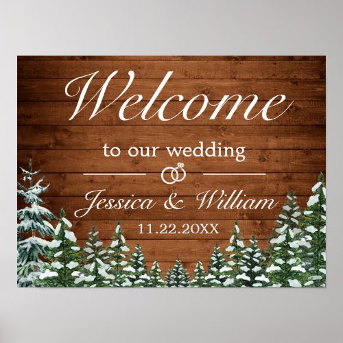 Snowy Wood  Forest Country Wedding Welcome Sign