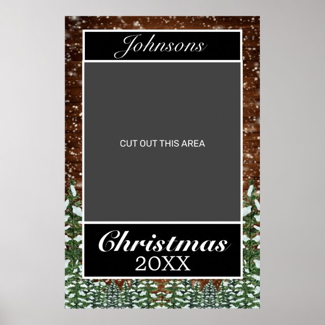 Snowy Wood & Forest Merry Christmas Photo Prop Poster (Front)