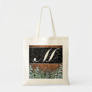 Snowy Wood & Forest Monogrammed Wedding Tote Bag