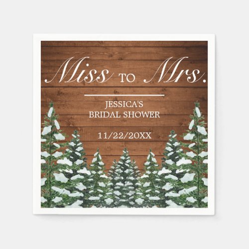 Snowy Wood  Forest Pine Bridal Shower Ms to Mrs Napkins