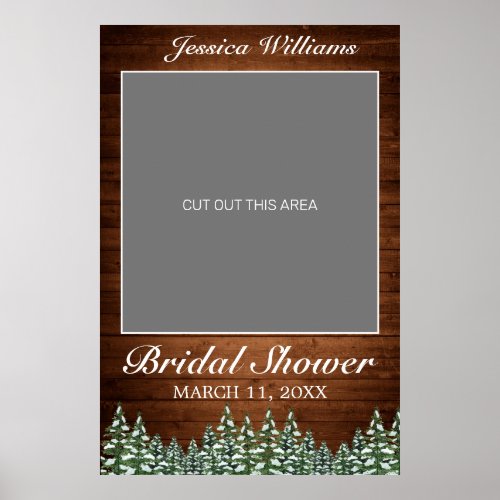 Snowy Wood  Forest Pine Bridal Shower Photo Prop Poster