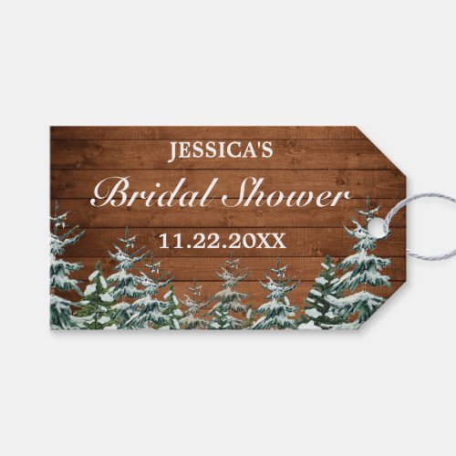Snowy Wood  Forest Pine Bridal Shower Thank You Gift Tags