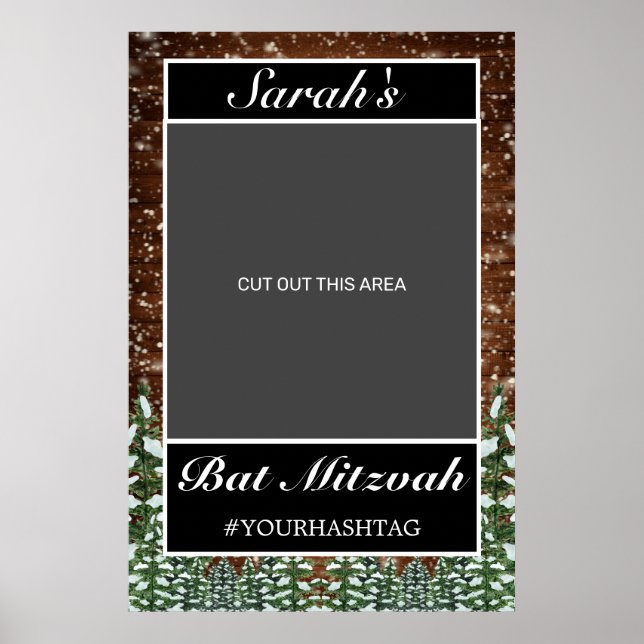 Snowy Wood & Forest Rural Bat Mitzvah Photo Prop Poster (Front)