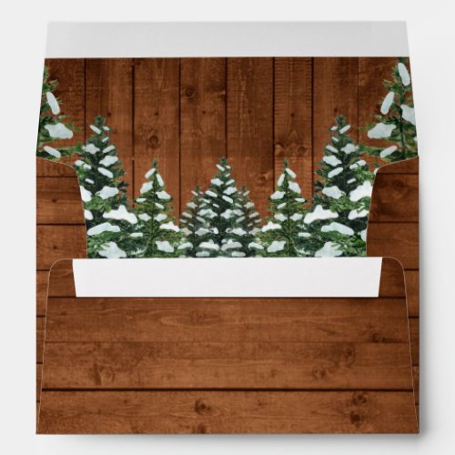 Snowy Wood  Forest Rural Pine Snowflake Holiday Envelope