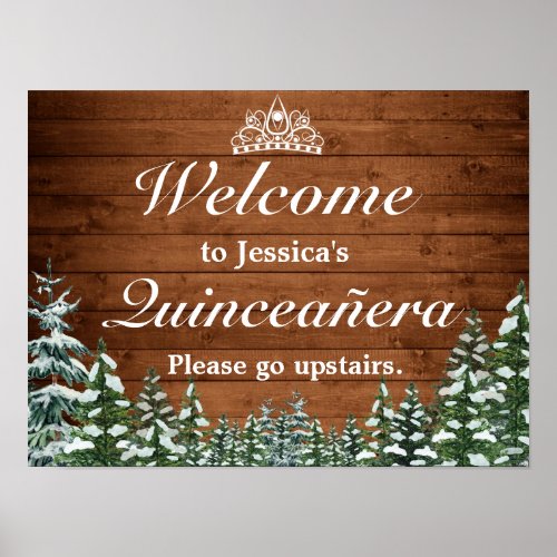 Snowy Wood  Forest Tiara Quinceanera Welcome Sign