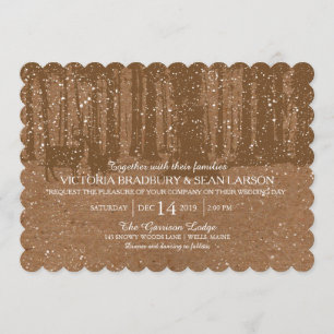 Snowy Woodland and Deers   Wedding Invitation