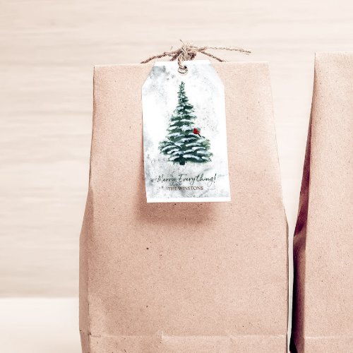 Snowy Woodland Christmas Tree Holiday Gift Tags