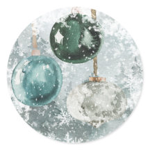 Snowy Woodland Forest Vintage Green Glass Ornament
