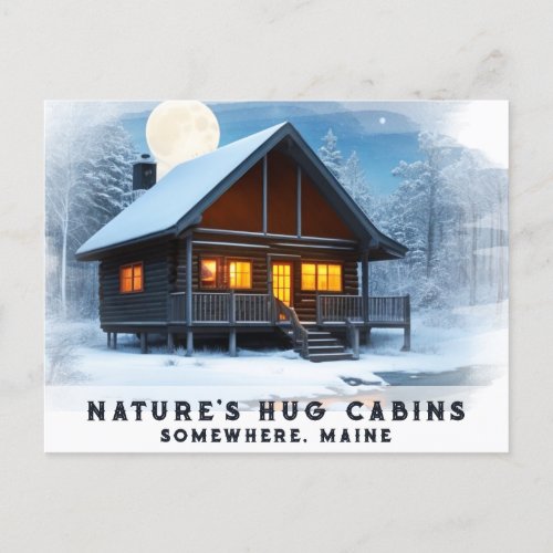  Snowy Woods Cabin Stream AP49 Maine Postcard