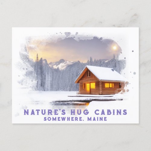 Snowy Woods Cabin Sunrise AP49 Mountains Postcard