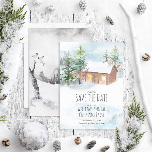 Snowy Woods Christmas Party Save the Date