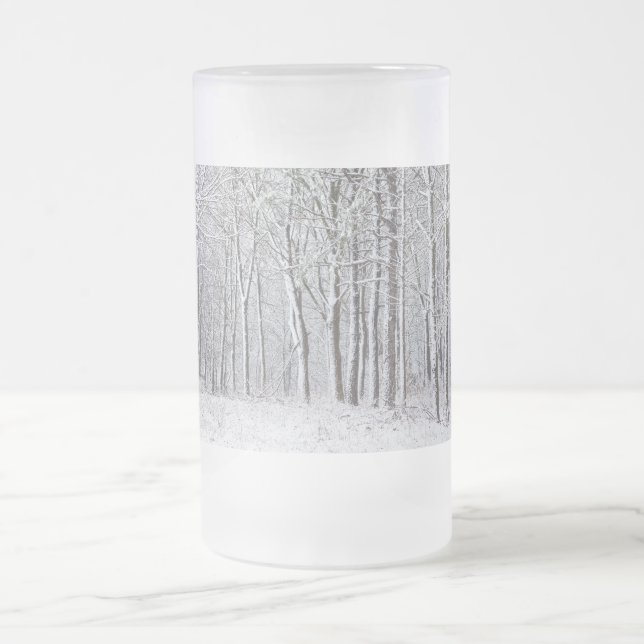 Snowy Woods Frosted Glass Beer Mug (Center)