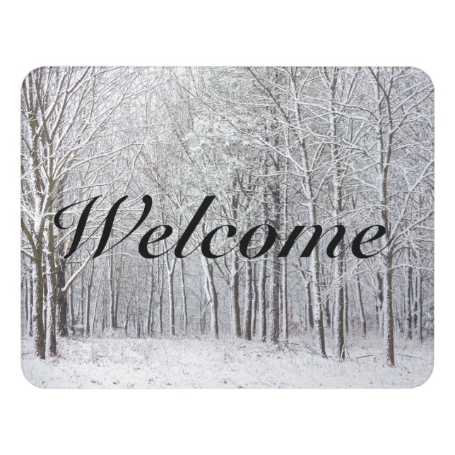 Snowy Woods Welcome Door Sign (Contemporary Front)