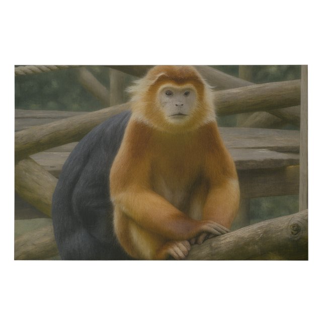 Snub-Nosed Monkey in Woodland Refuge Faux Canvas Print (Front)