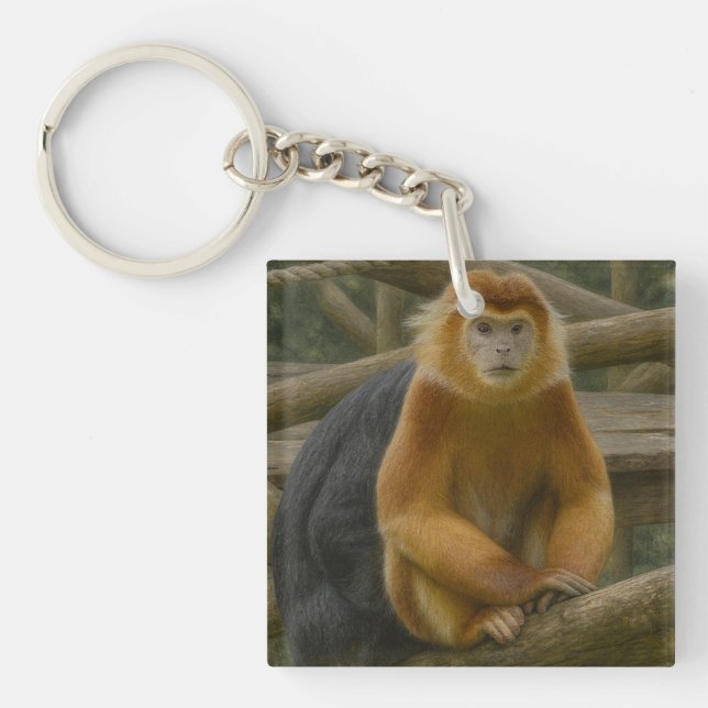 Snub-Nosed Monkey in Woodland Refuge Keychain (Front)