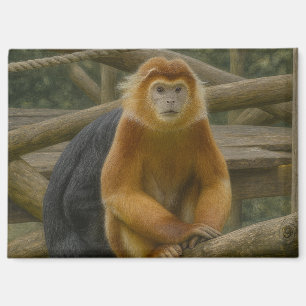 Snub-Nosed Monkey in Woodland Refuge Magnet