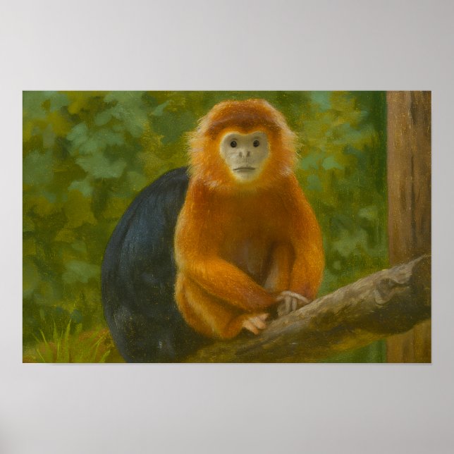 Snub-Nosed Monkey in Woodland Refuge Poster (Front)