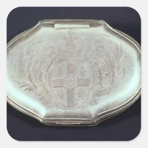 Snuff box embossed with a coat of arms c1820 square sticker