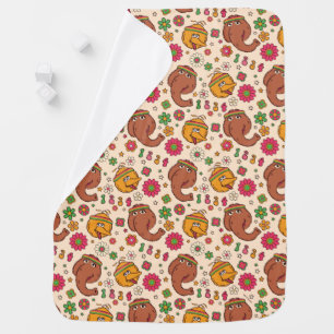 Snuffleupagus and Big Bird Groovy Flower Pattern Baby Blanket
