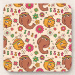 Snuffleupagus and Big Bird Groovy Flower Pattern Beverage Coaster