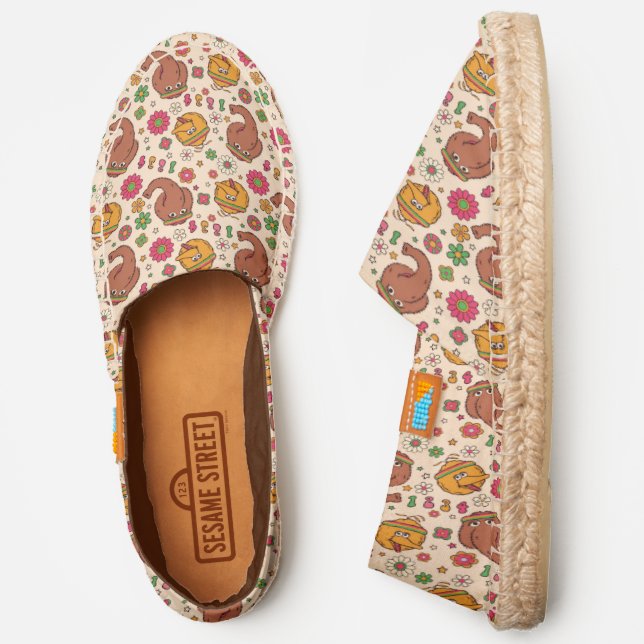 Snuffleupagus and Big Bird Groovy Flower Pattern Espadrilles (Side)