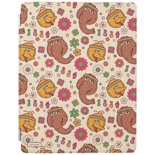 Snuffleupagus and Big Bird Groovy Flower Pattern iPad Smart Cover (Front)