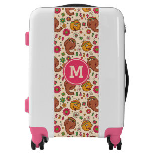 Snuffleupagus and Big Bird Groovy Flower Pattern Luggage