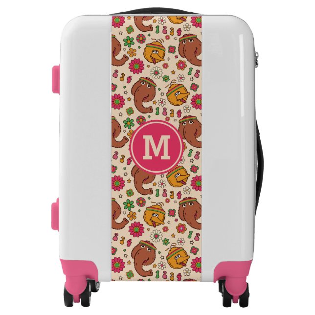 Snuffleupagus and Big Bird Groovy Flower Pattern Luggage (Front)
