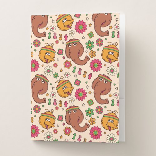 Snuffleupagus and Big Bird Groovy Flower Pattern Pocket Folder