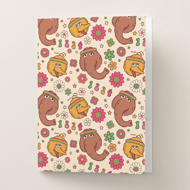 Snuffleupagus and Big Bird Groovy Flower Pattern Pocket Folder (Front)