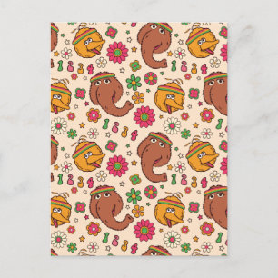 Snuffleupagus and Big Bird Groovy Flower Pattern Postcard