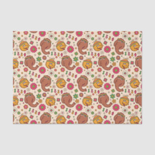 Snuffleupagus and Big Bird Groovy Flower Pattern Tissue Paper