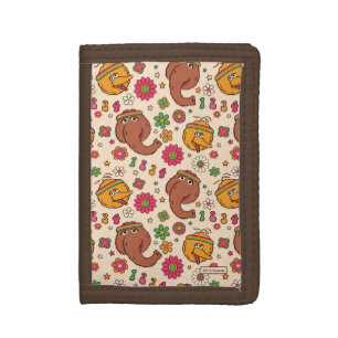 Snuffleupagus and Big Bird Groovy Flower Pattern Tri-fold Wallet