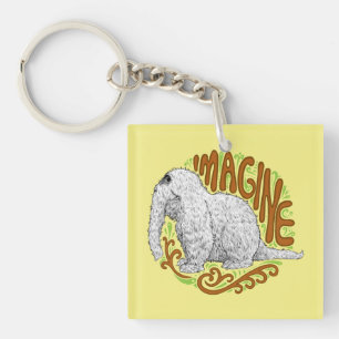 Snuffleupagus B&W Sketch Drawing Keychain