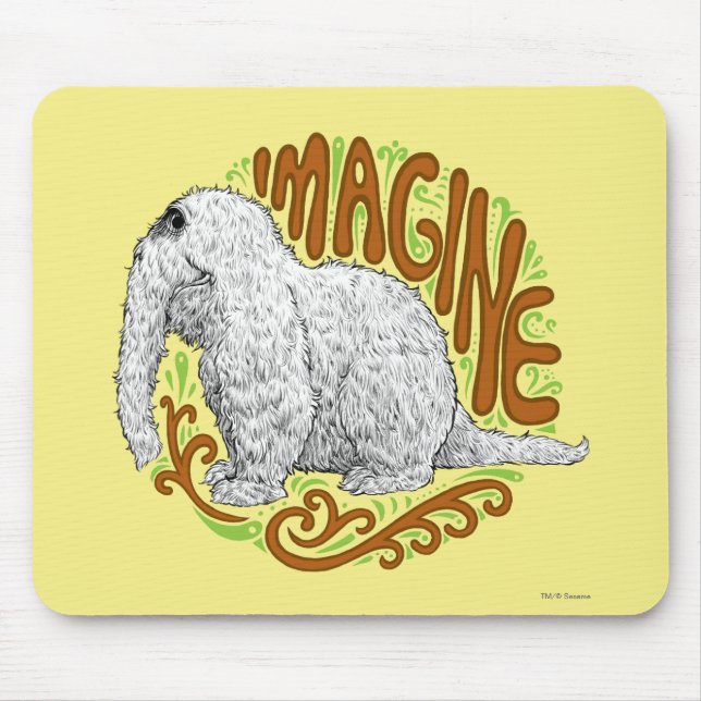 Snuffleupagus B&W Sketch Drawing Mouse Pad (Front)