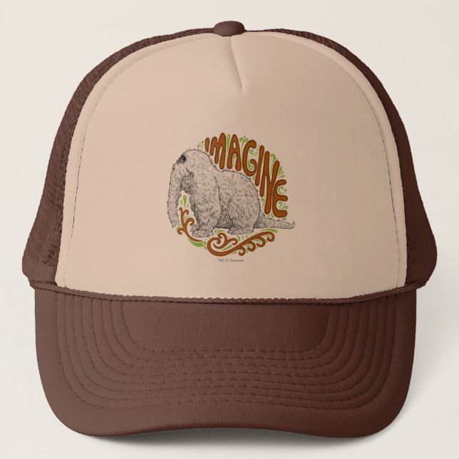Snuffleupagus B&W Sketch Drawing Trucker Hat (Front)