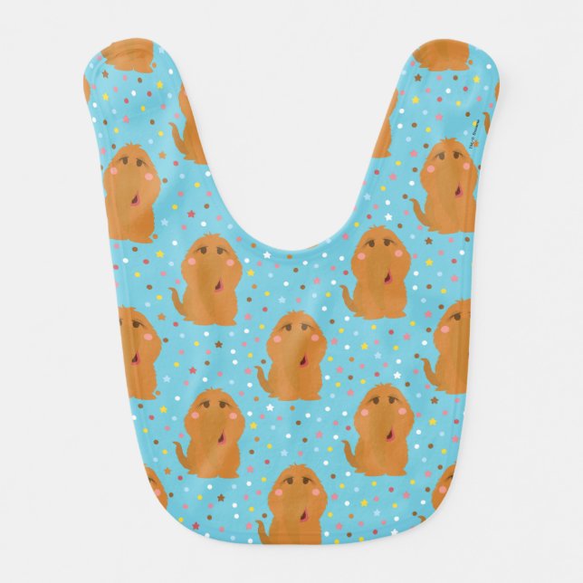Snuffleupagus Blue Stars & Dots Pattern Baby Bib (Front)