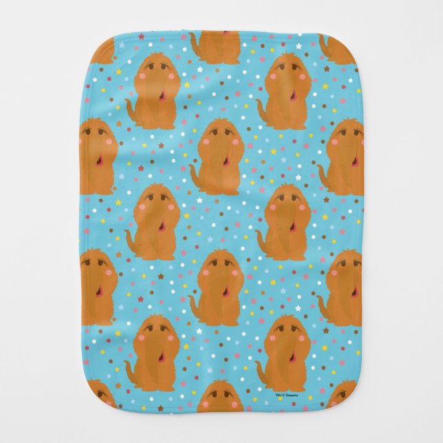 Snuffleupagus Blue Stars & Dots Pattern Baby Burp Cloth (Front)