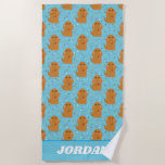 Snuffleupagus Blue Stars &amp; Dots Pattern Beach Towel