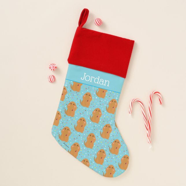 Snuffleupagus Blue Stars & Dots Pattern Christmas Stocking (Front)